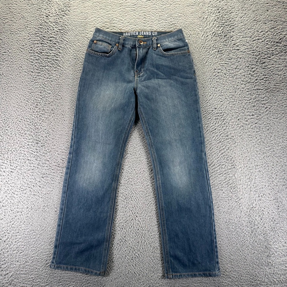 Vintage Nautica Jeans Boys 10 Blue Cotton Denim Straight Faded Workwear Travel